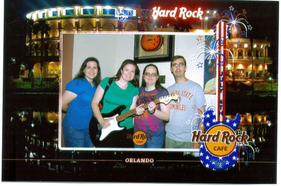 Me, Emily, Heather, and Greg at Hard Rock Cafe
