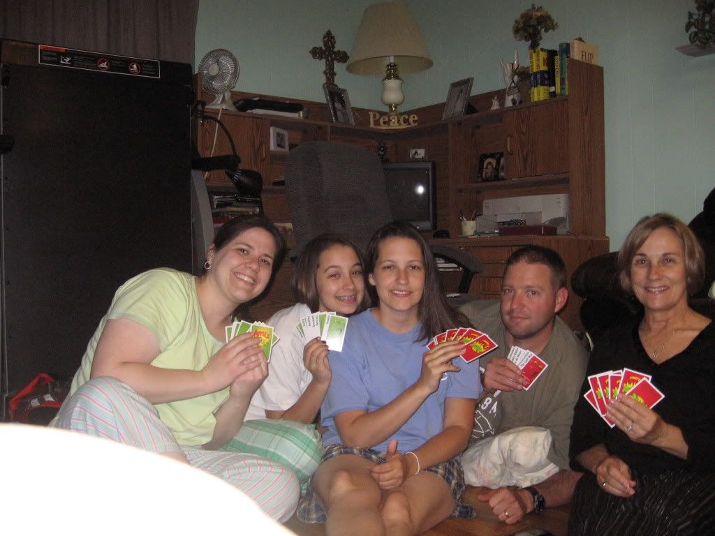 Me, Alysha, Julie, Jon, and Meemaw playing Apples to Apples