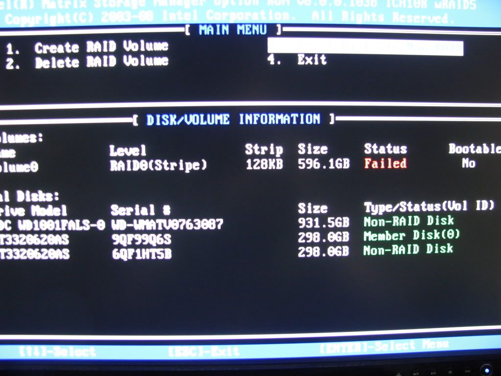 Raid Failure with onboard RAID