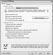 Acrobat PDFMaker dialog box