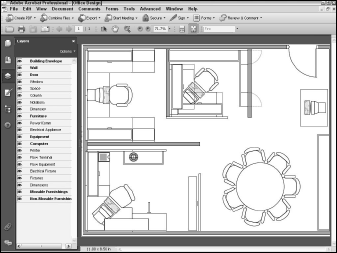 A Visio file converted to PDF with Adobe PDF layers