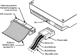 Typical ATA (IDE) hard drive connectors