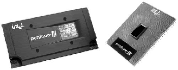 Pentium III processor in SECC2 (Slot 1) and FC-PGA (Socket 370) packages.