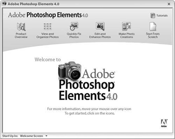 Photoshop Elements Welcome Screen