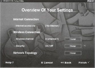 Wireless connection settings screen.