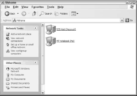 A typically sparse My Network Places folder on a newly added machine.