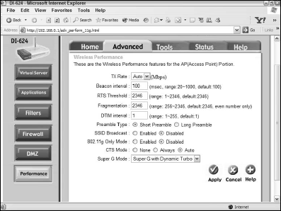 Disabling SSID broadcast on the D-Link DI-624 router.