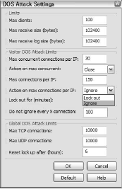 You can specify DOS settings in KF Sensor.