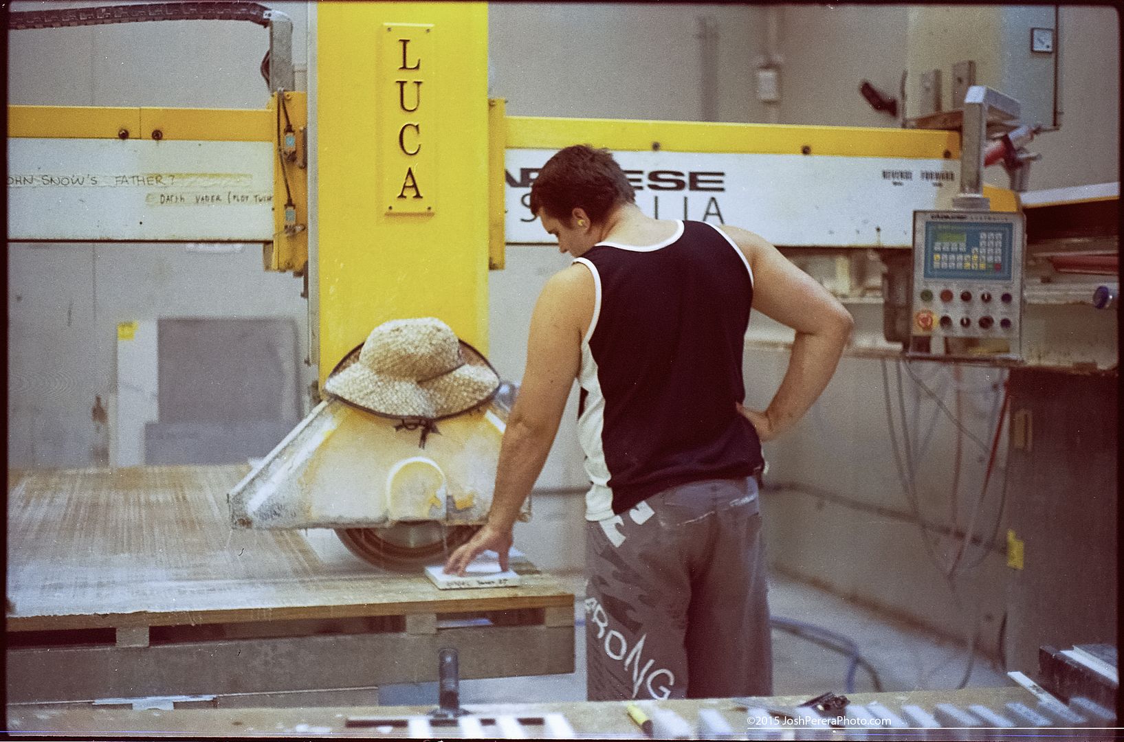 Luca wears a hat.. This is my mate Jason, doing some fine bridge saw work. Taken with my Ricoh TLS singlex that I fixed up, this is from the initial test roll with the Ricenon 50mm f1.7 using Kodak HD400 expired 2005 Developed at home in Patterson hand tank using Unicolor C41 kit Scanned on Epson 4990 Luca wears a hat.. This is my mate Jason, doing some fine bridge saw work. Taken with my Ricoh TLS singlex that I fixed up, this is from the initial test roll with the Ricenon 50mm f1.7 using Kodak HD400 expired 2005 Developed at home in Patterson hand tank using Unicolor C41 kit Scanned on Epson 4990