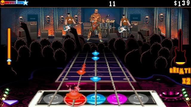 No musical or guitar knowledge required to have a blast! Rock Star mode: start out in a garage and work your way up to filling the biggest arenas with fans!