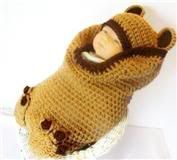 140 Brown Bear Cocoon and Hat Set Crochet Pattern