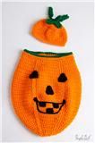 445 Pumpkin Cocoon and Hat Set Crochet Pattern