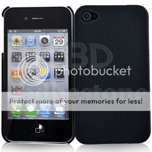 Black Luxury Hard Rubber Mesh Case Cover Coating for Apple iPhone 4S 