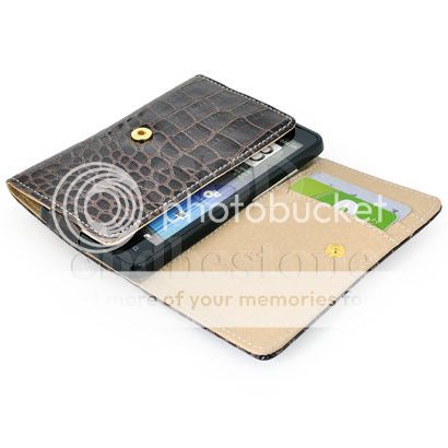 Brown Wallet Design Croco skin Leather Case fr Samsung Galaxy S II 