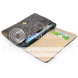 Brown Luxury Glossy Wallet Design Croco skin Leather Case for HTC HD7 