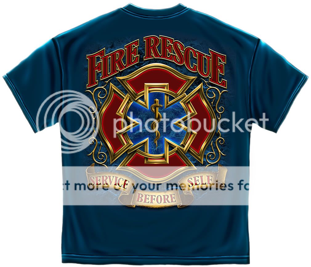 Fire Rescue Maltese Cross Star of Life 100% Cotton Screen Printed Blue